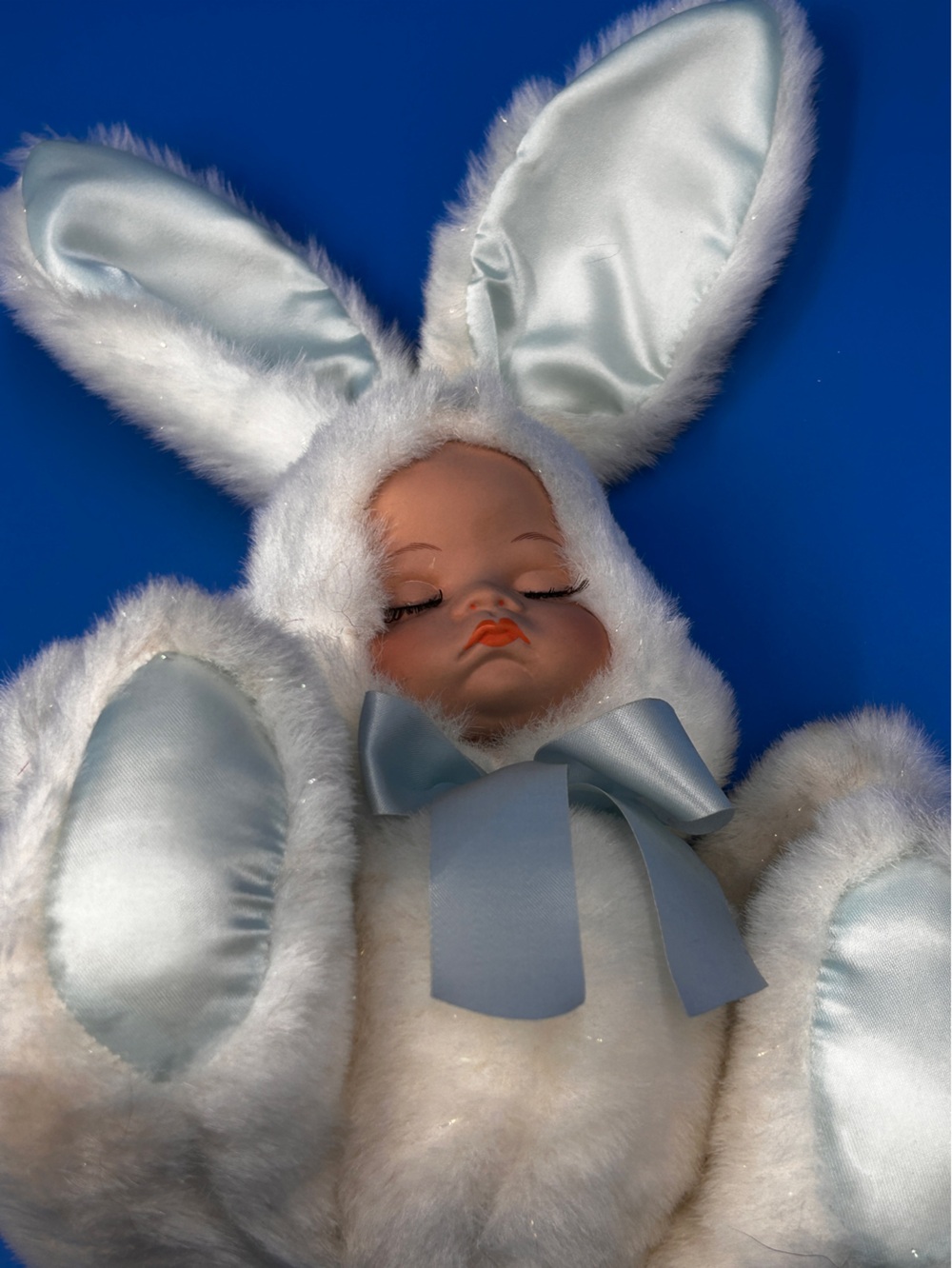House of Lloyd Plush Bunny Doll in Light Blue Satin Bow - Kids Toys